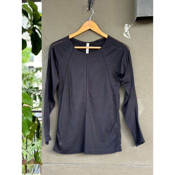 Athleta Women’s Small Black Foothill Seamless Long Sleeve Tee Shirt Athletic Gym - Picture 1 of 9
